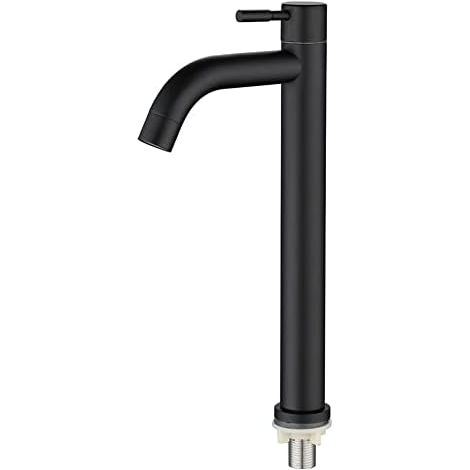Lavabo de salle de bain en acier inoxydable avec poignée originale - design élégant et vintage - finition noire mate
