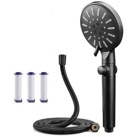 Pommeau de douche avec flexible, pommeau de douche à pression augmentée, avec filtre (1/3)