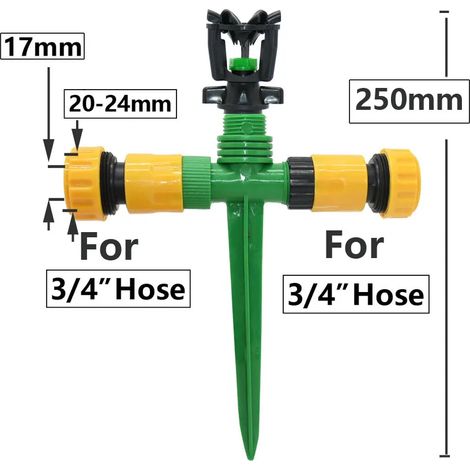 (F-3I4x3I4) Arroseur rotatif pour jardin et pelouse, filetage mâle 1/2", buse d'arrosage à pointe en plastique, rotation automatique à 360° (1/5)