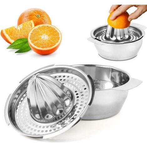 BelleRise - Manuelle Zitruspresse aus Edelstahl, manuelle Zitronenpresse, 13,8 cm Durchmesser, spülmaschinenfest, Profiqualität. (1/5)