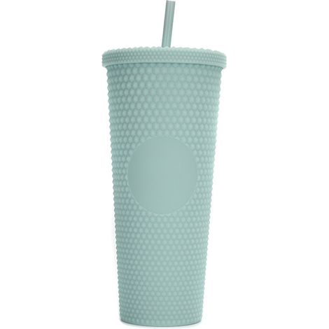 Großer 710-ml-Wasserbecher (24 oz), vollständig genoppter, matter, wiederverwendbarer Kunststoffbecher mit auslaufsicherem Deckel und großer Öffnung, inklusive Strohhalm. (1/5)