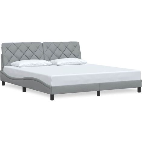 Lit double，Lit adulte，Cadre de lit sans matelas gris clair 180x200 cm tissu CFW1692409 (1/5)