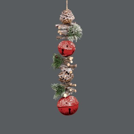 50cm Garland Hanging Decoration With Red Double Bells (1/5)