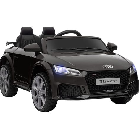 Coche eléctrico infantil Audi negro con mando 2,4G, música, claxon, LED y USB (1/3)
