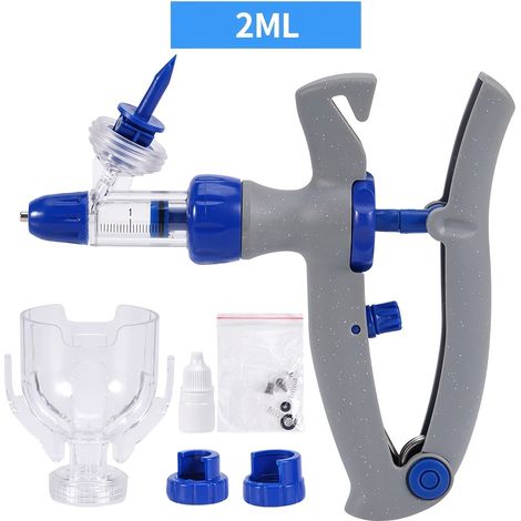 1Pcs Injecteur vétérinaire réglable, Seringue animale continue portable, Dose de 0,07oz pour cochon, volaille, poulet et animaux de compagnie, Sans aiguilles incluses (1/4)