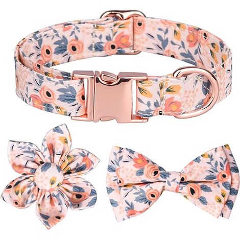 Collier pour chien 3 Buc Floral Orange Taille S Coton Rembourré Pour Chat Chien Tour de cou 26-42cm Petit animal de compagnie Usage quotidien 3 Buc (1/4)