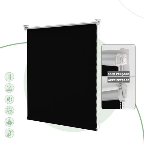 Store Enrouleur Occultant - 1 Pièce - Polyester Noir - Isolation Thermique - Fenêtre et Porte - 60x100 cm (1/5)