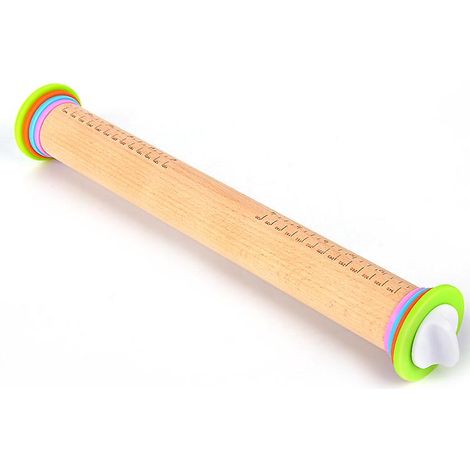 Rouleau à pâtisserie multicolore réglable avec 4 niveaux d'épaisseur et surface antiadhésive (1/4)
