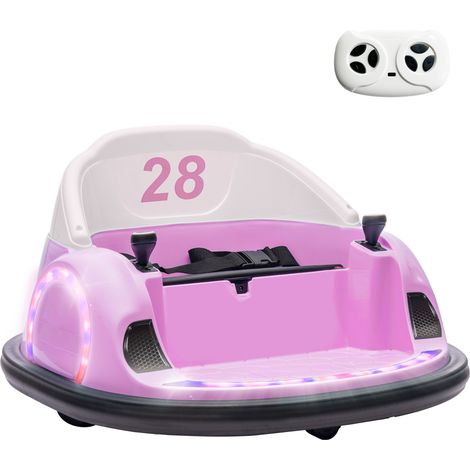 AIYAPLAY 360° Rotation 12V Kids Bumper Car w/ Remote Control, Pink (1/5)