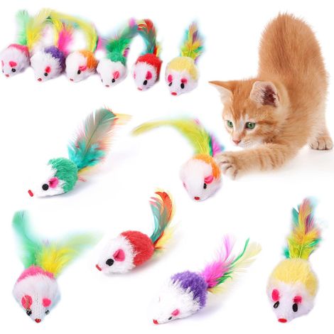 12 Pieces 10cm Mouse Cat Toy, Plush Mouse Toy for Cats, Mouse Small Kitten Interactive Game (1/5)