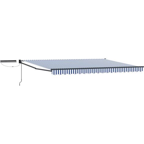 Elektrische ausziehbare Markise Blau und Weiß 4 x 2 m (1/5)