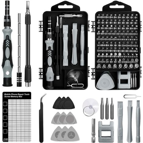 Kit Tournevis Precision Mini 122 en 1, Set Demontage PC Portable, Outils Réparation Mécanique Petit, Ensemble Réparer Informatique pour Electronique, Smartphones, Tablettes, Lunettes, Montres (1/5)