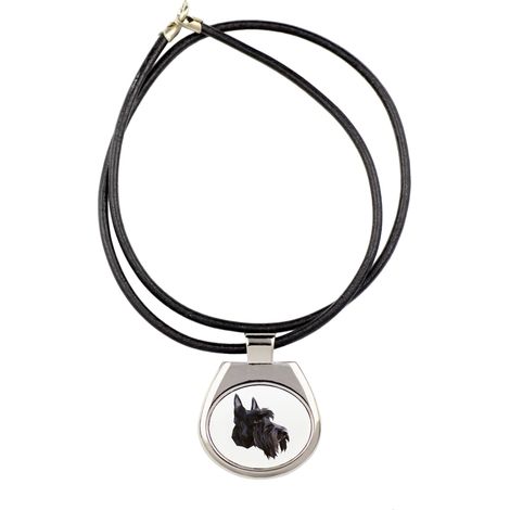 Terrier escocés, terrier de Aberdeen: collar con foto e inscripción geométrica de Art-Dog (1/3)