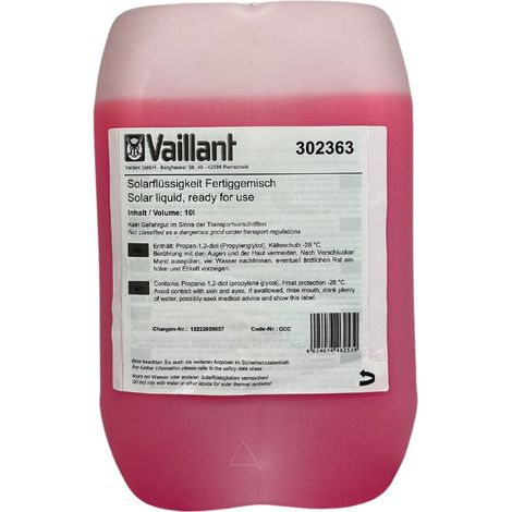 Vaillant Hochleistungs-Solarflüssigkeit Fertiggemisch 10 L mit Frostschutz bis -28 °C