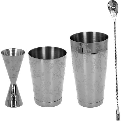 Boston Cocktail-Shaker-Set aus Edelstahl 304 mit Vintage-Sieb – 2er-Set (1/5)