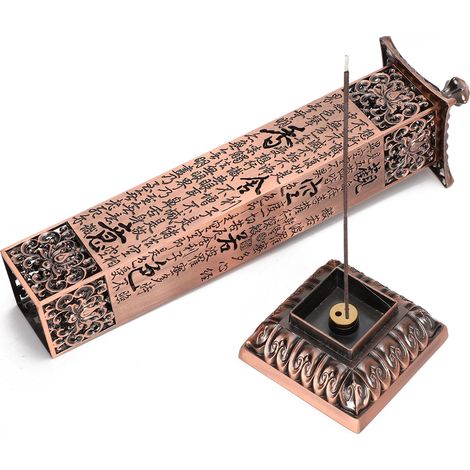 Herzförmiger, vertikaler Räuchergefäß aus rotem Kupfer, handgefertigtes Sutra-Ornament, Dekoration für das Teezimmer (1/5)