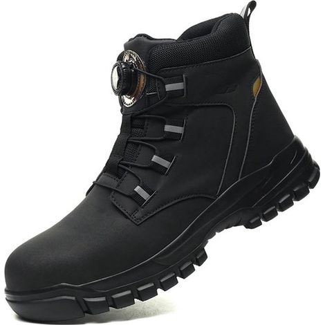 Chaussures de travail de sécurité pour homme, baskets imperméables avec embout en acier, chaussures robustes pour travail et activités extérieures, noir (1/5)