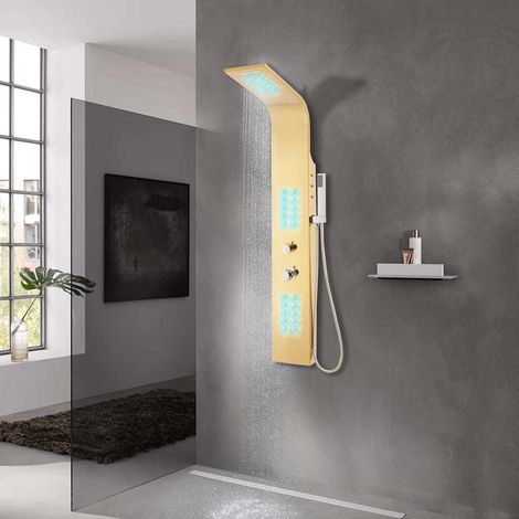 Système de panneau de douche acier inoxydable doré incurvé (1/5)