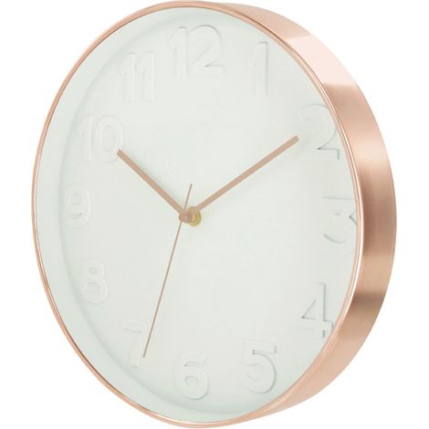 Horloge silencieuse ronde à bordure cuivrée (1/2)