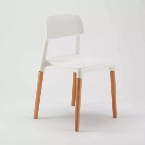 sedie per cucina e bar polipropilene e legno design Loch barcellona - Bianco (1/5)