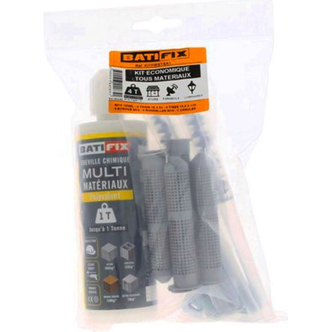 Kit scellement chimique 165ML - 4 Tam 16X85 - 4 tiges filetées 10X110 - 4 écrous - 2 canules mélangeuses