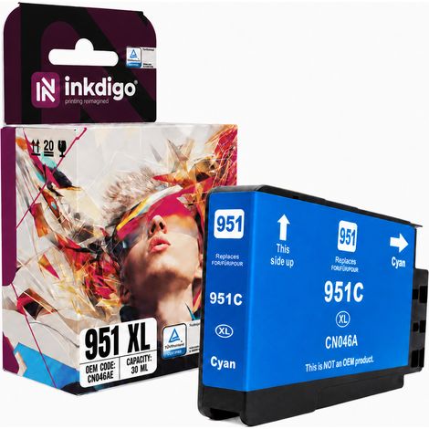 Inkdigo 951 XL Tinte kompatibel mit HP OfficeJet Pro 251dw 8615e-All-in-One TÜV-zertifiziert (1/5)