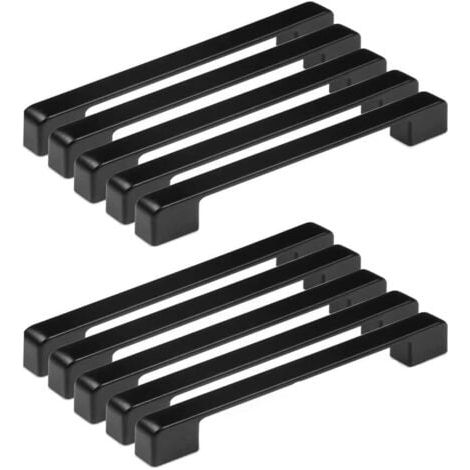 10 pcs Poignee de Meuble Cuisine Noir , Poignée Meubles Entraxe 192mm, Poignet Carrée de Porte d'Armoire Moderne pour Tiroirs, Armoires, Placards, Bureaux (1/4)