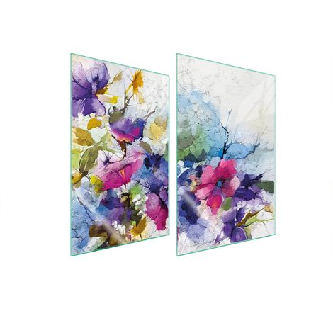 Assiette de protection en verre pour la cuisine 2x35x52 fleurs (1/5)