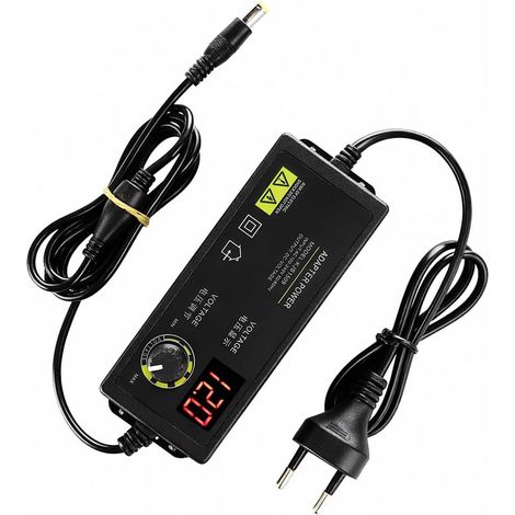 Alimentation Réglable 3-12V 5A, Transformateur Variable Transfo Variateur 12V Alimentation Laboratoire avec Contrôle de Tension Adaptateur Secteur Réglable avec Bouton Rotatif Affichage LED (1/5)