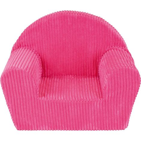 Les Tendances – Fauteuil enfant velours côtelé rose – Dimensions h 42 cm x L 52 cm x P 33 cm – Housse déhoussable avec zip sécurisé – 100% polyester (1/5)