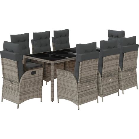 Maison Exclusive - Set comedor jardín 9 pzas y cojines ratán sint (1/5)