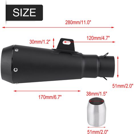 Silencieux d'échappement universel 38-51mm pour moto tout-terrain, pot modifié avec adaptateur Type 1 (1/5)