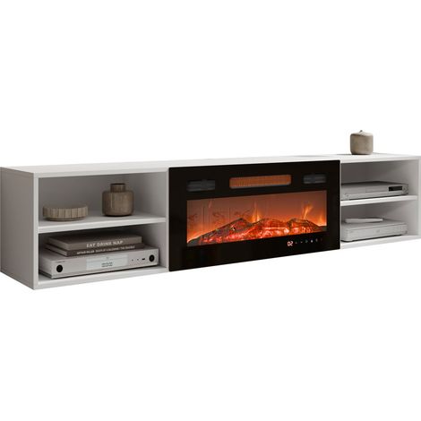Mueble TV Charlotte 190, Blanco + Negro, Número de puertas: 0, Número de cajones: 0, 180x39x33cm (1/5)
