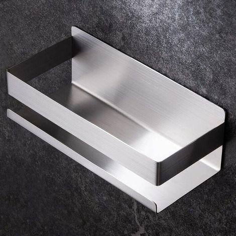 Étagère de salle de bain support de rangement en acier inoxydable argenté durable non poreux (1/4)