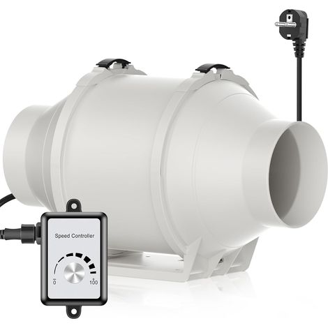 100mm Ventilateur d'extraction 366m³/h Extracteur d'Air de Ventilation avec Contrôleur de Vitesse Variable avec Plug ent 1m de Cordon pour Bureau Toilettes Cuisine Halle Salle (1/5)
