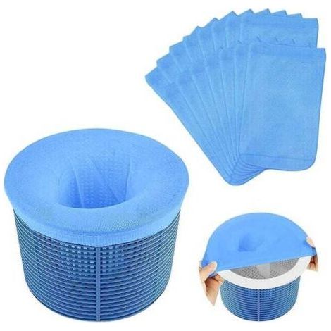 25 sacs filtrants pour écumoire de piscine, sacs filtrants pour écumoire de piscine, sacs filtrants pour écumoire de piscine en maille ultra-fine. (1/5)