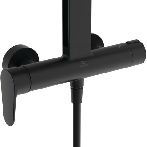 Ideal Standard Ceraflow ALU+ - Brauseset mit Armatur, 26x26 cm, 2 Strahlen, Seidenschwarz BE204XG (1/2)