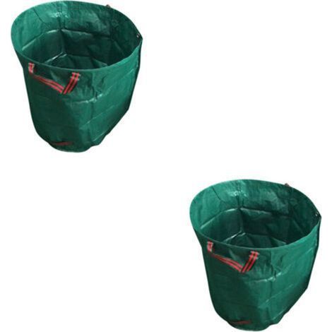 Set of 2 garden waste bags, 120 L, garden waste bags, leaf bags with handles, foldable woven industrial green grass bags (1/4)