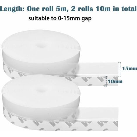 10 m x 25 mm Silikon-Dichtungsstreifen, 2er-Pack, selbstklebend, für Türen und Fenster, transparente Türdichtung unten, staubdicht, wetterfest und schalldämmend – 10 m (1/4)