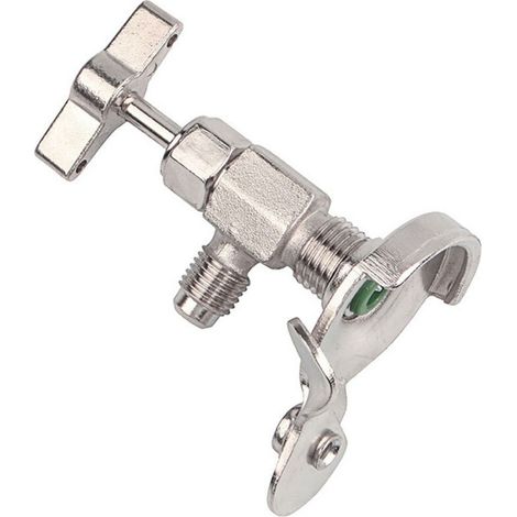 Valve perçage réfrigérant pour cartouche, vanne charge clim auto maison frigo, pour petites cartouches, interface britannique 11mm (1/5)