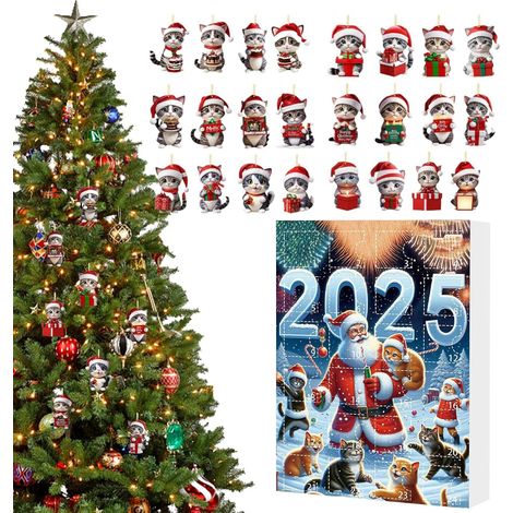 Adventskalender-Anhänger mit Katzenmotiv 24 Tage Countdown bis Weihnachten – ideal für Winter- und Neujahrsfeiertage, Rucksack, Tasche und Geschenke für den Nikolausstiefel (1/5)