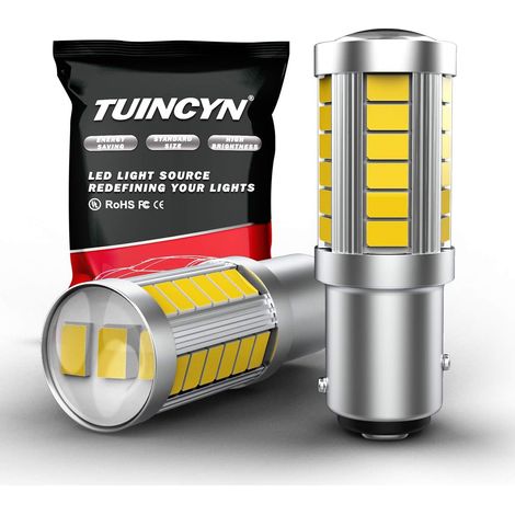 1157 BAY15D Ampoule LED Blanche Ampoule de Frein Super Brillante 8000K 5630 33SMD 1016 1034 7528 2057 Clignotants Clignotants Feu de recul Feu de recul feu arrière CC 12V (Lot de 2)