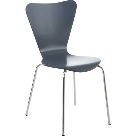 Sedia da cucina sala da pranzo x1 impilabile triangolo schienale in legno grigio e metallo cromato 100003330