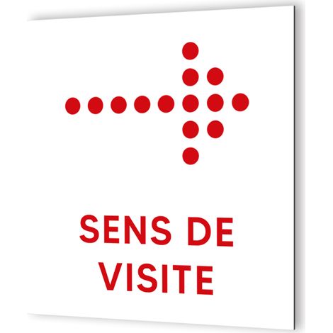 Panneau directionnel flèche droite - Signalétique Dibond blanc - Picto rouge - 20x20 cm, 3 mm épaisseur (1/5)