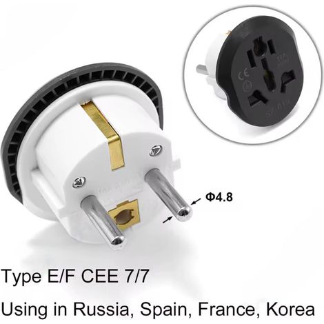 ORION91oficial® - PACK x 3  Adaptador de viaje Universal UE 16A, convertidor europeo, Reino Unido, EE. UU., AU a UE, enchufe de toma de corriente CA, convertidor adaptador de cargador de viaje de 250 (1/5)