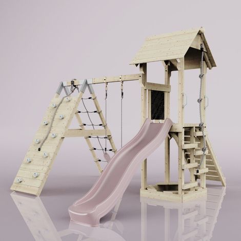 PolarPlay Tower Kids Wooden Climbing Frame - Climb & Swing Tyra Rose (1/5)