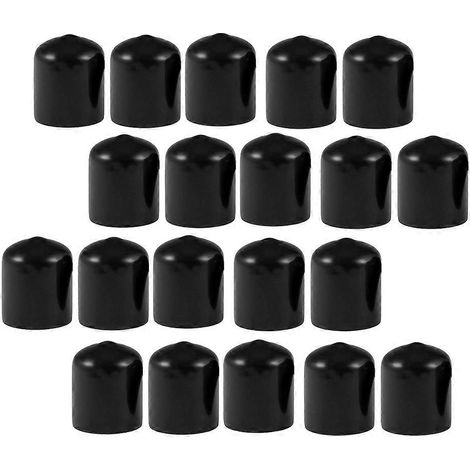 Lot de 20 embouts en caoutchouc noir pour tubes ronds en PVC de 19 mm de diamètre intérieur. (1/5)