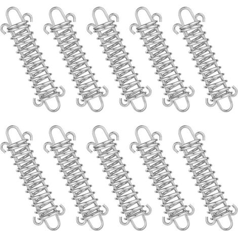 Tendeur Ressort, 10 Pcs Boucle de Corde de Ressort, Boucles à Ressort de Tente, Ressort Absorbeur, Ressort de Tension pour Voile dOmbrage, Bâche, Tente, Grille Métallique (1/4)
