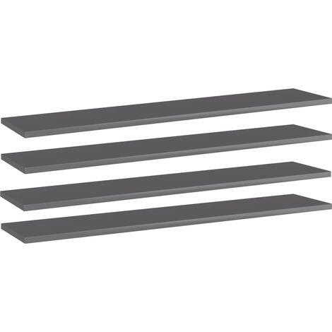 vidaXL Panneaux bibliothèque 4pcs Gris brillant 100x20x1,5cm Aggloméré