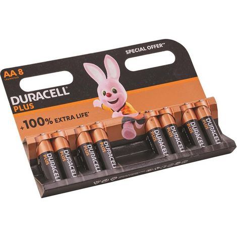 Duracell S30951 Plus Power AA Alkaline Batteries Promo Pack 8 DUR2323